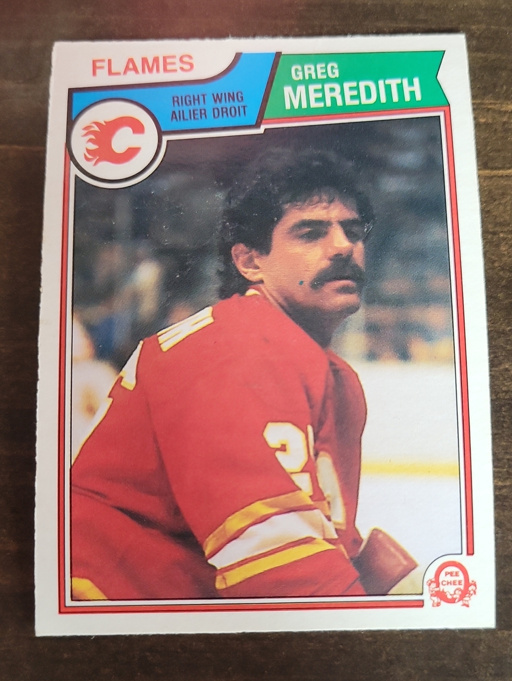 1983/84 OPC Greg Meredith Hockey Trading Card - Flames Red Jersey
